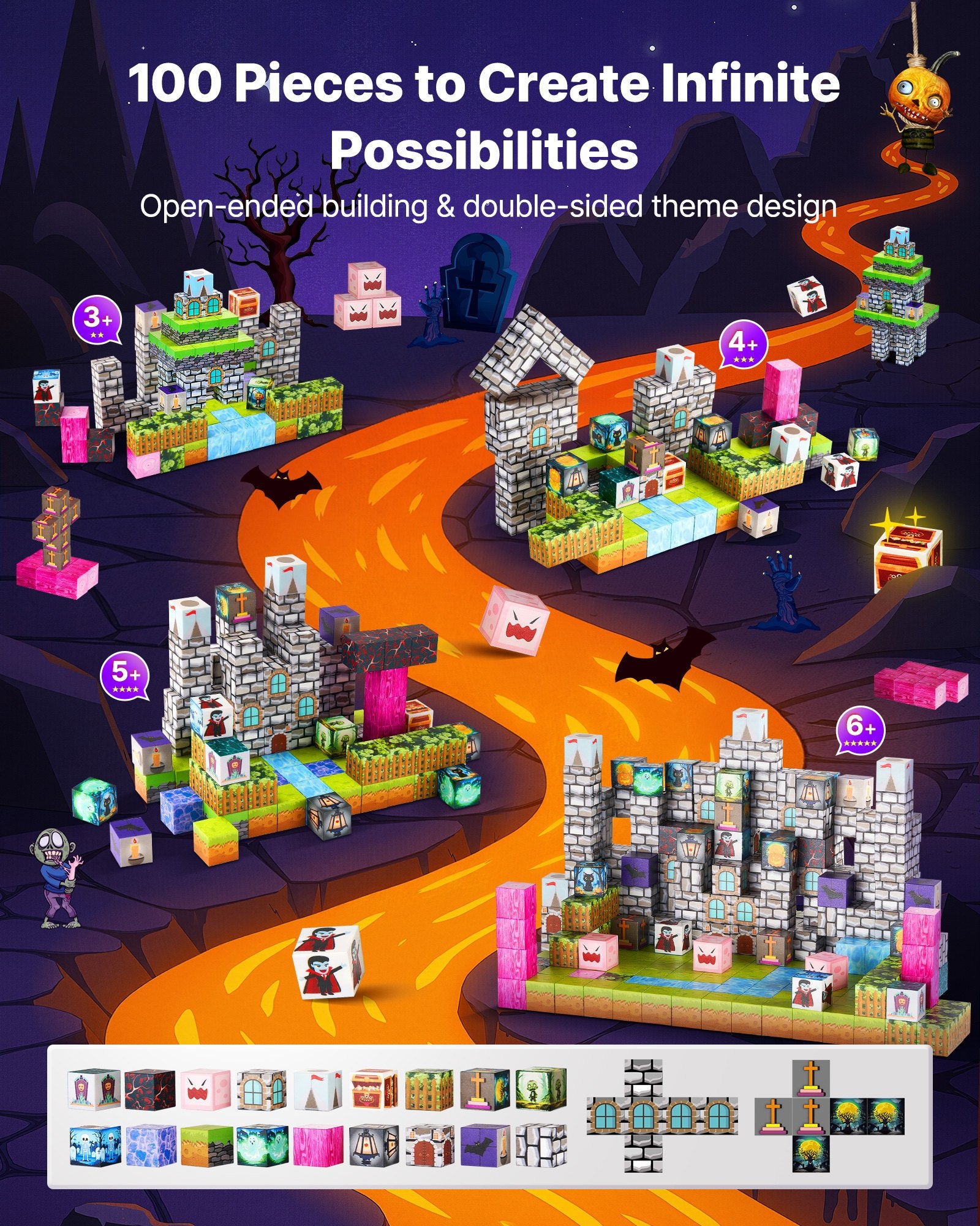 Build Spooky Fun with Magnetic Zombie Blocks Set
